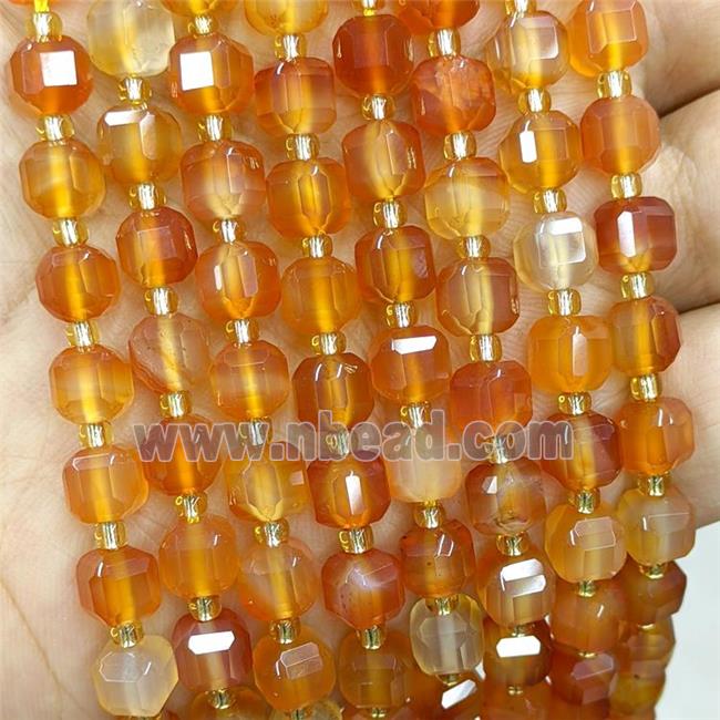 Natural Agate Beads Red Dye Faceted Cube
