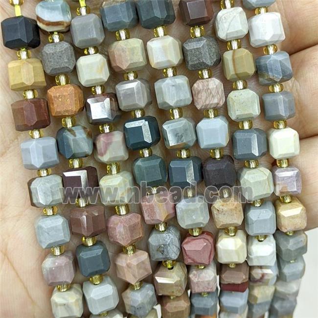 Natural Ocan Jasper Beads Multicolor Faceted Cube