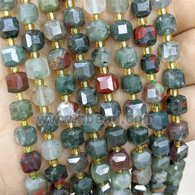 Natural African Bloodstone Beads Faceted Cube