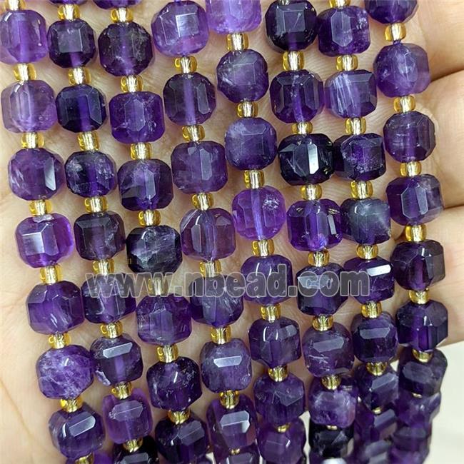 Natural Purple Amethyst Beads Faceted Cube