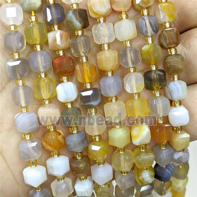 Natural Yellow Botswana Agate Beads Faceted Cube