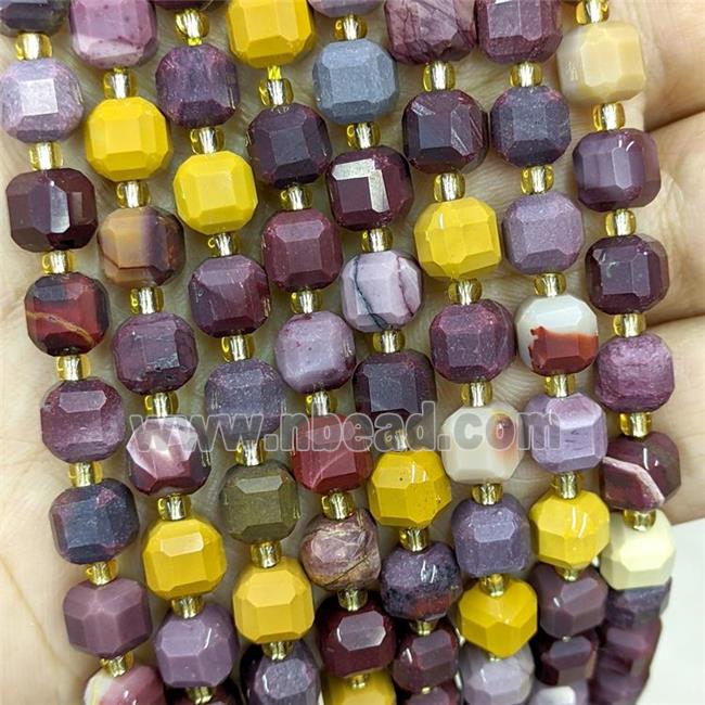 Natural Mookaite Beads Multicolor Faceted Cube