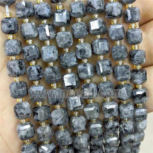 Natural Black Labradorite Beads Faceted Cube
