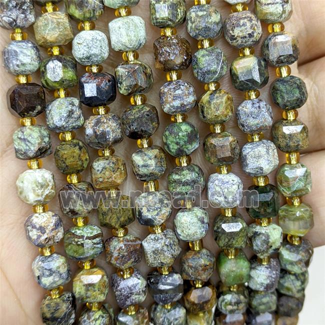 Natural Green Brazilian Opal Beads Faceted Cube
