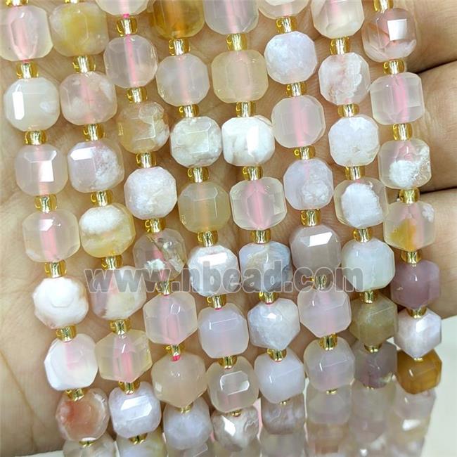 Natural Cherry Agate Beads Sakura Faceted Cube