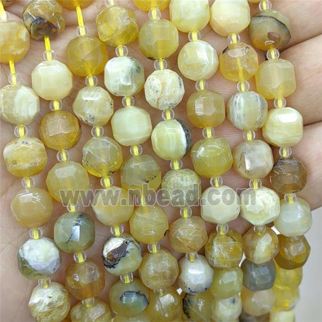 Natural Yellow Opal Beads Faceted Cube