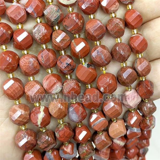 Natural Red Jasper Twist Beads S-Shape Faceted