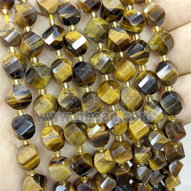 Natural Tiger Eye Stone Twist Beads S-Shape Faceted Yellow