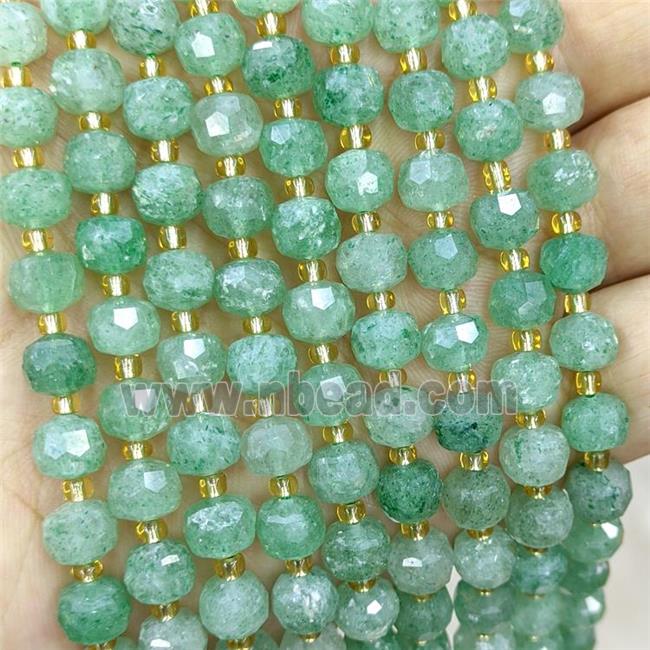 Natural Green Strawberry Quartz Beads Faceted Rondelle