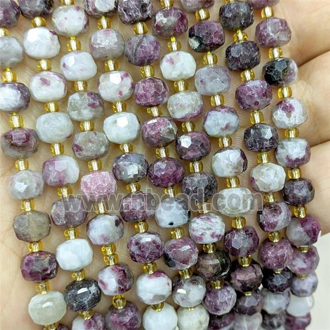 Natural Plum Blossom Tourmaline Beads Faceted Rondelle Fuchsia