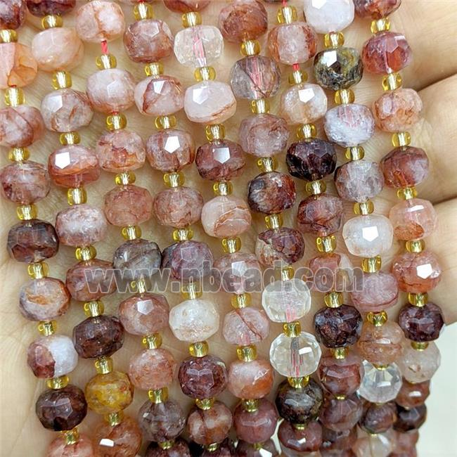 Natural Red Hematoid Quartz Beads Faceted Rondelle