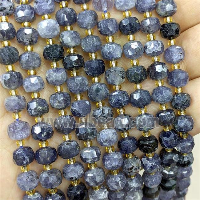 Natural Iolite Beads Faceted Rondelle Inkblue