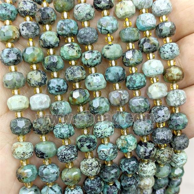 Natural Green African Turquoise Beads Faceted Rondelle