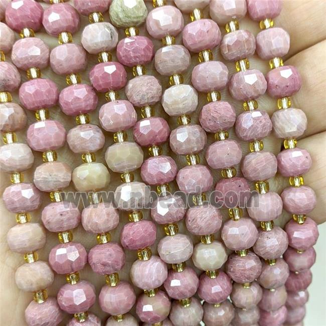 Natural Pink Wood Lace Jasper Beads Faceted Rondelle