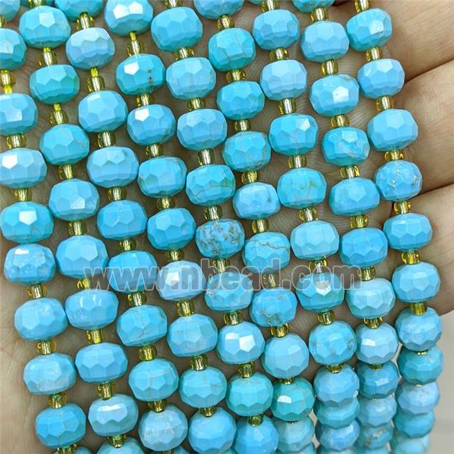 Blue Magnesite Turquoise Beads Faceted Rondelle Dye