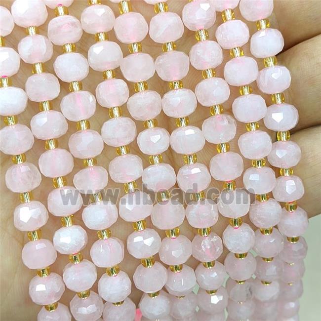 Natural Pink Rose Quartz Beads Faceted Rondelle