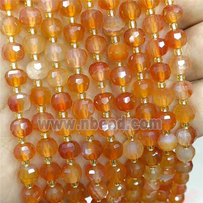 Natural Agate Beads Red Dye Faceted Rondelle