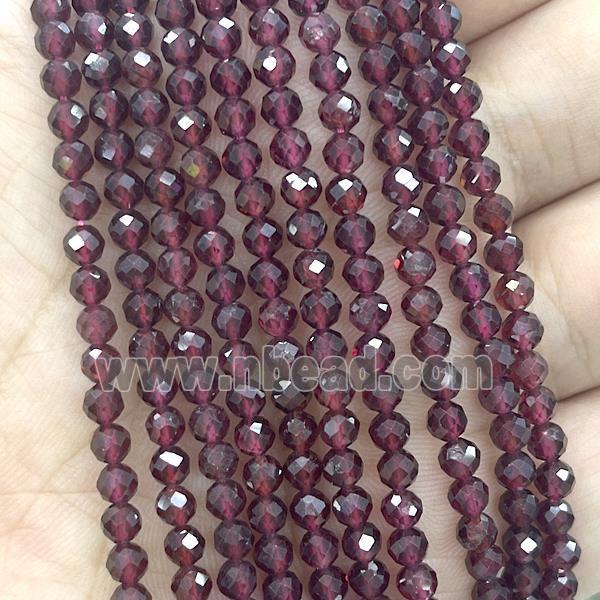 Natural Garnet Beads Red Tiny Faceted Round