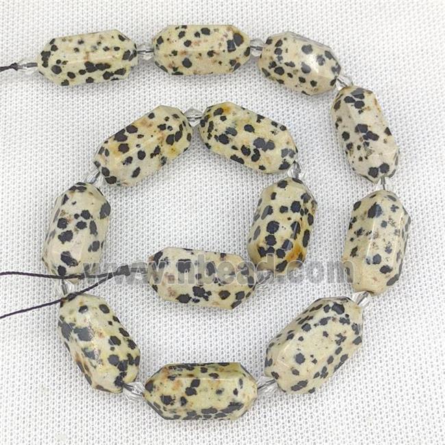 Natural Black Dalmatian Jasper Bullet Beads Prism