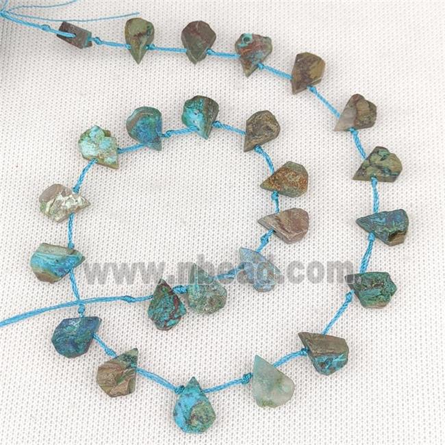 Natural Blue Chrysocolla Teardrop Beads Topdrilled