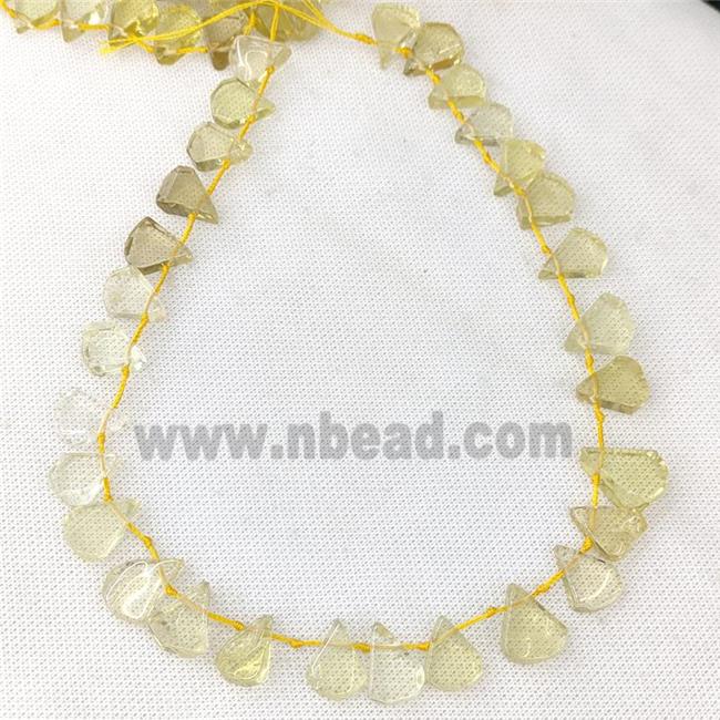 Natural Lemon Quartz Teardrop Beads Topdrilled
