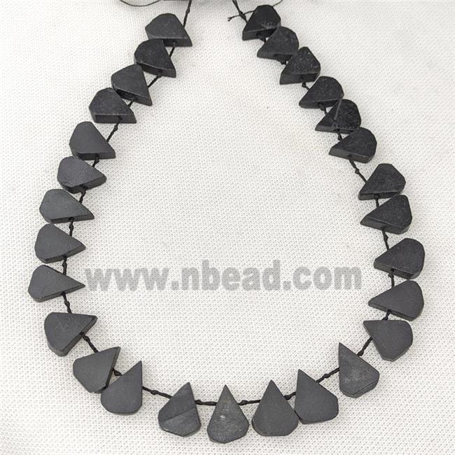 Natural Black Tourmaline Beads Teardrop Topdrilled