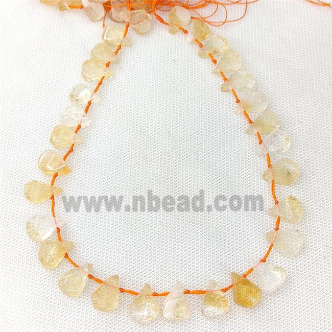 Natural Citrine Beads Yellow Teardrop Topdrilled