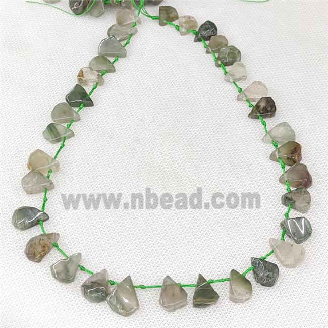 Green Rutilated Quartz Beads Teardrop Topdrilled