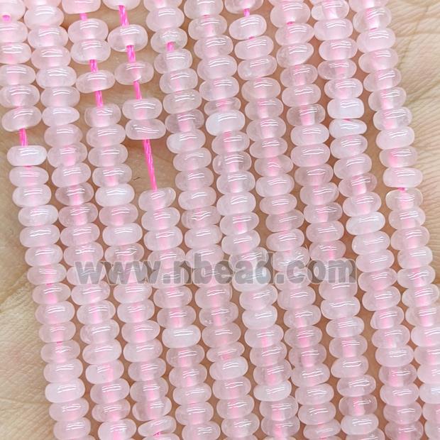 Natural Pink Rose Quartz Beads Smooth Rondelle