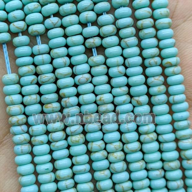 Synthetic Turquoise Beads Smooth Rondelle Teal