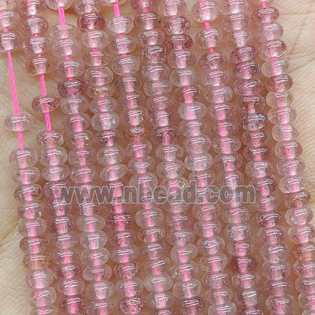 Natural Pink Strawberry Quartz Beads Smooth Rondelle
