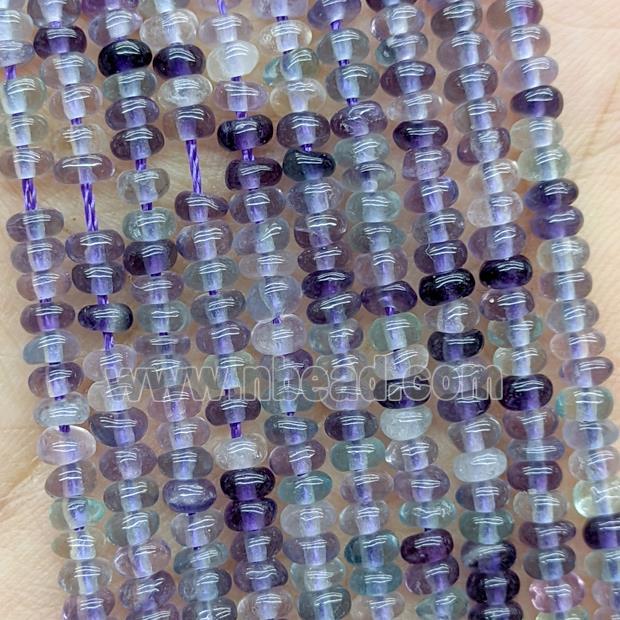 Natural Fluorite Beads Multicolor Smooth Rondelle