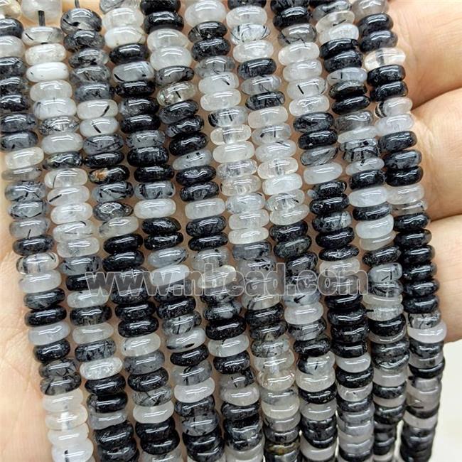 Natural Black Rutilated Quartz Heishi Spacer Beads