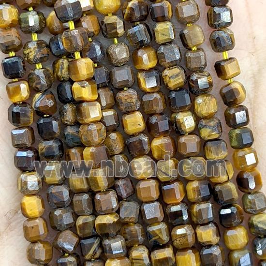 Natural Tiger Eye Stone Beads Faceted Cube