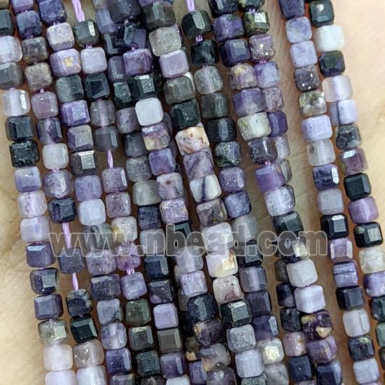 Natural Purple Jasper Beads Faceted Cube