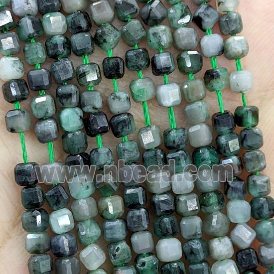 Natural Emerald Beads Green Faceted Cube