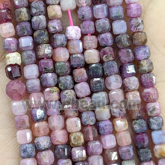 Natural Ruby Beads Faceted Cube