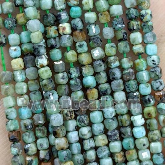 Natural African Turquoise Beads Green Faceted Cube