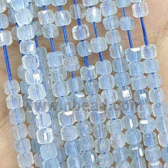 Natural Aquamarine Beads A-Grade Blue Faceted Cube