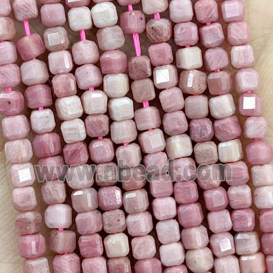 Pink Wood Lace Jasper Beads Faceted Cube