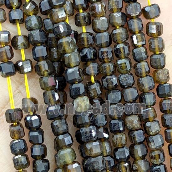 Natural Tourmaline Beads Green Faceted Cube