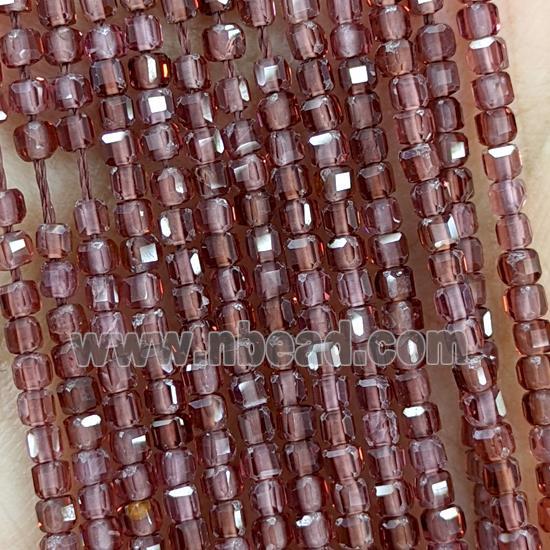 Natural Garnet Beads Faceted Cube