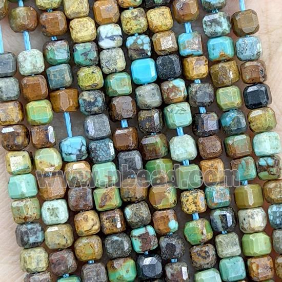 Natural Chinese Turquoise Beads Multicolor Faceted Cube