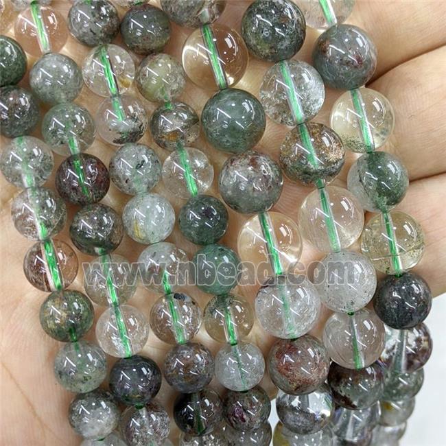 Natural Chlorite Quartz Beads Green Smooth Round