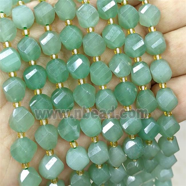 Green Aventurine Twist Beads S-Shape Faceted