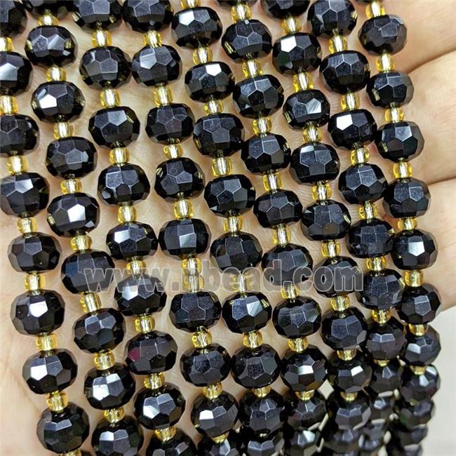 Black Onyx Agate Beads Faceted Rondelle