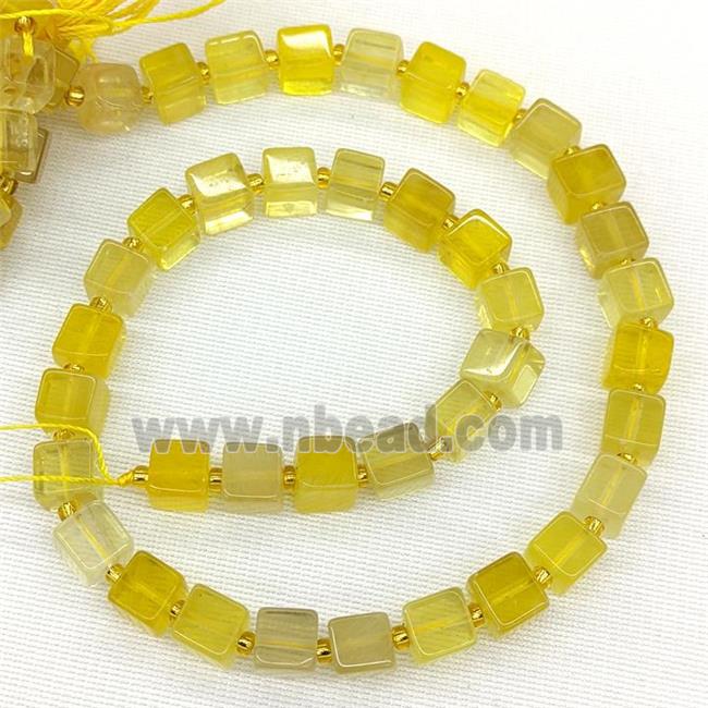 Natural Yellow Fluorite Cube Beads