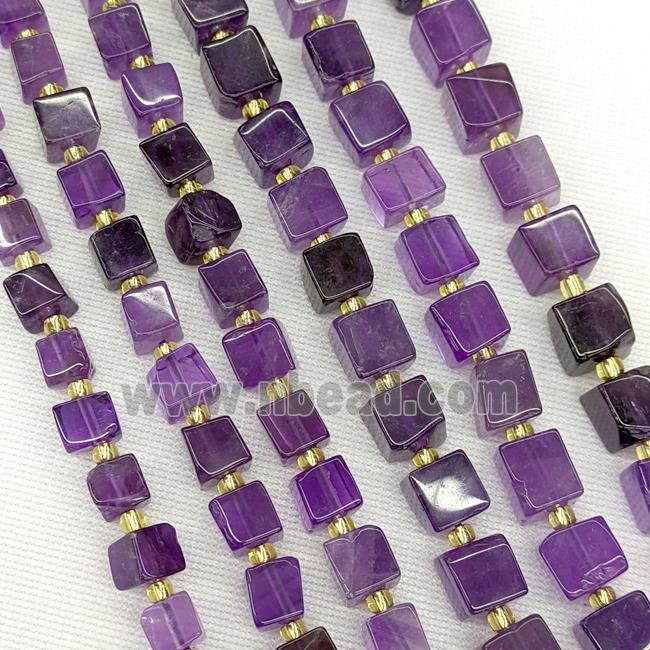 Natural Amethyst Beads Purple Cube