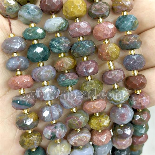 Natural Ocean Agate Beads Faceted Rondelle Multicolor