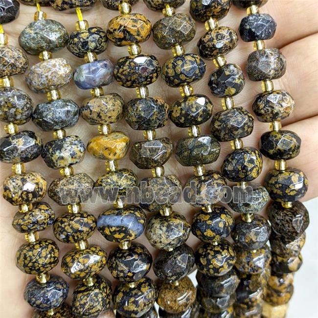 Natural Yellow Snowflake Jasper Beads Faceted Rondelle